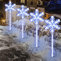 XMASLAMD 17" 568LED Christmas Snowflake Pathway Lights Outdoor,4 Pack Christmas Garden Decoration Light with Flowing Display Effect,Waterproof Lights for Yard Lawn,Walkways（White and Blue） by XMASLAND