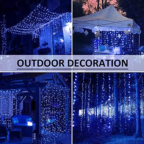 Solhice LED Curtain Lights Blue Outdoor 20ft x10ft, 600 LED Plug in Christmas Hanging String Lights Indoor, Twinkle Lights Backdrop for Backyard Wedding Bedroom Décor (Not Connectable) - Image 5