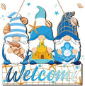 Summer Welcome Sign Wooden Ocean Beach Gnome Hanging Sign Sea Decorations Holiday Door Sign with Ropes Hanging Decor with Starfish for Summer Front Door Porch Farmhouse Outdoor Home Decor by Panelee