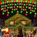 Christmas Lights Outdoor Red Green, 53 FT 486 LED Christmas Lights for Outside, Timer & Memory, Plug in 8 Modes Hanging Fairy Light with 108 Drops for House Eaves Yard Patio Decorations by JIXXULVU