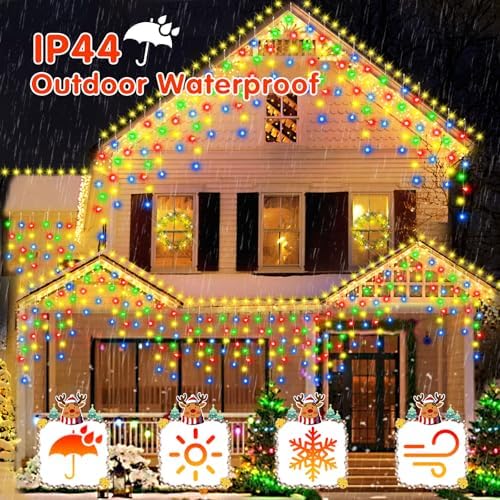 33FT 450LED Christmas Lights Outdoor Waterproof Curtain Lights with 8 Modes Timer Hanging Fairy Lights Plug in String Lights for Holiday Wedding Party Decoration(Multicolor) - Image 4