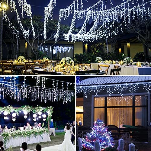 Christmas Icicle Lights with Remote,300 LED Solar Curtain Lights - Image 3
