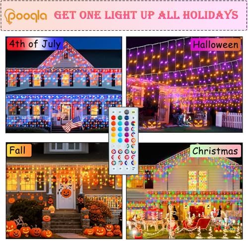 Pooqla 35 Colors Icicle Lights for Outside, 88FT Icicle Christmas Lights - Image 2