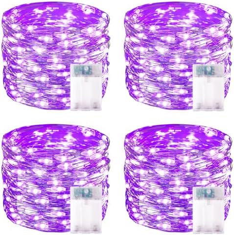 4 Pack 60 LED Fairy Lights Battery Operated with Timer 20FT Halloween Light by BOSSERN