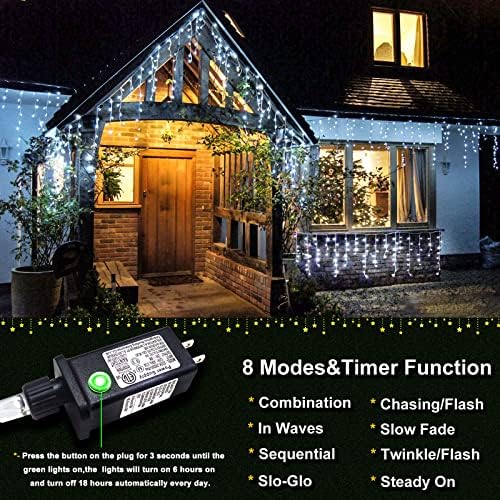 400 LED Icicle Lights for Outside 33FT White Christmas Lights Outdoor - Image 4