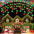 106 FT Christmas Lights Outdoor, 972 LED Waterproof Outside Christmas Lights Plug in, Connectable 8 Modes Hanging Fairy Lights with 216 Drops for House Eaves Yard Patio Decoration, Red and Green by JIXXULVU