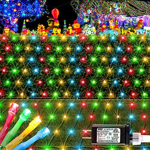 HEYFUNi 192 LED Christmas Net Lights Plug in, 9.8FT x 6.6FT Multicolor by HEYFUNI