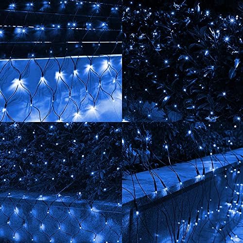 Dazzle Bright Christmas Net Lights, 360 LED 12FT x 5 FT Green Wire Waterproof Connectable String Lights with 8 Modes, Christmas Outdoor Light for Bushes Garden Party Wedding Holiday Decoration (Blue) - Image 4