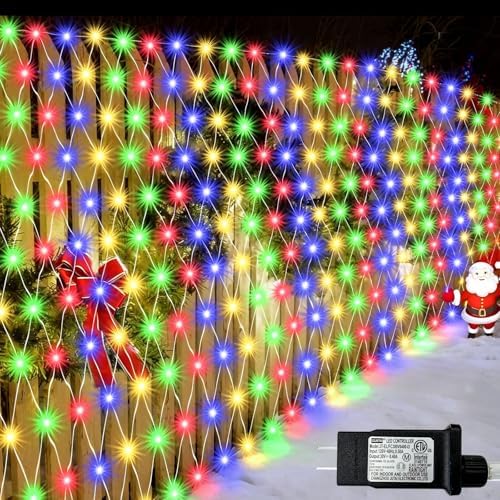 510 LED Christmas Net Lights, 28ft x 5ft Mesh Lights Outdoor Clear Wire 8 modes, Waterproof Connectable String Lights Plug in for Xmas Tree Bushes Garden Holiday Party Decorations - Multicolor by Lovelite