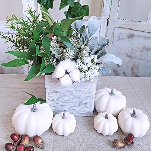BESTTOYHOME 12 PCS Assorted Sizes Rustic Harvest White Artificial Pumpkins for Halloween, Fall Thanksgiving Decorating Harvest Embellishing and Displaying - Image 7