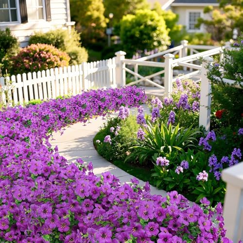 Ouddy Decor 24 Pcs Artificial Flowers for Outdoors Decorations, Purple - Image 6