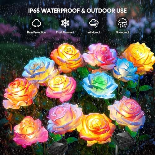 10 Pack Solar Flowers Lights Outdoor Waterproof for Yard Garden Decor - Image 3