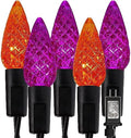 WATERGLIDE Halloween C6 String Lights, 33ft 100 LED Black Wire Fairy Lights with 29V Safe Adaptor, 8 Lighting Mode, Waterproof for Indoor Outdoor Patio Xmas Tree Party Decor, Orange & Purple by WATERGLIDE