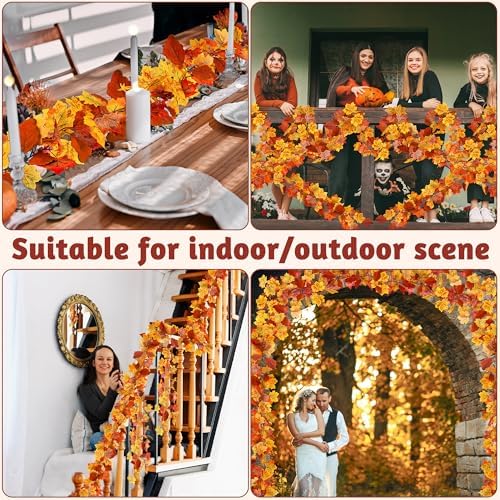 4Pcs 23.6FT Maple Leaf Autumn Garland for Thanksgiving Halloween Fall Decor - Image 5