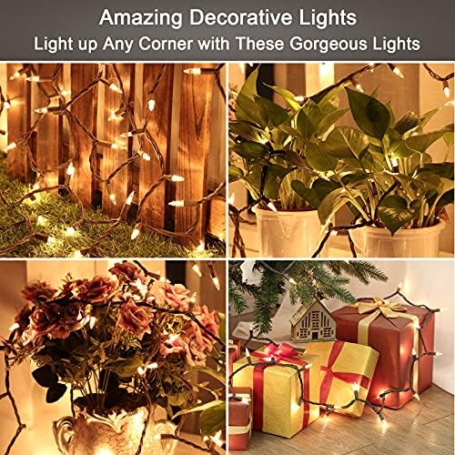 BrizLabs White Incandescent Mini Christmas Tree Lights 100 Count Brown Wire - Image 7