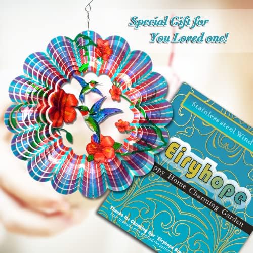 Hummingbird Wind Spinner, 12-Inch 3D Kinetic Metal Wind Spinners - Image 2