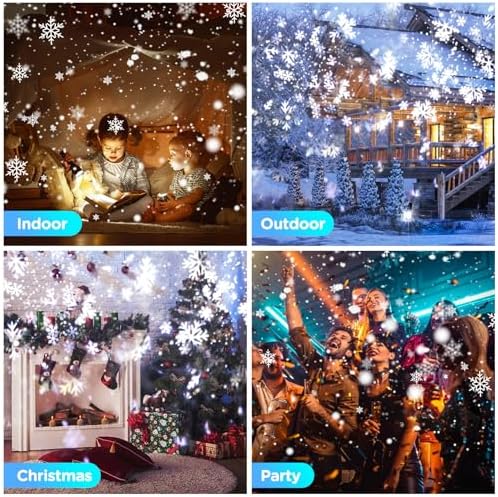 Snowfall Christmas Light Projector,Snowflake Night Projection Lamp, IP65 Waterproof Outdoor LED Snow Spotlight for Holiday Party Home Decor Garden Light Projector, with Remote Control - Image 2