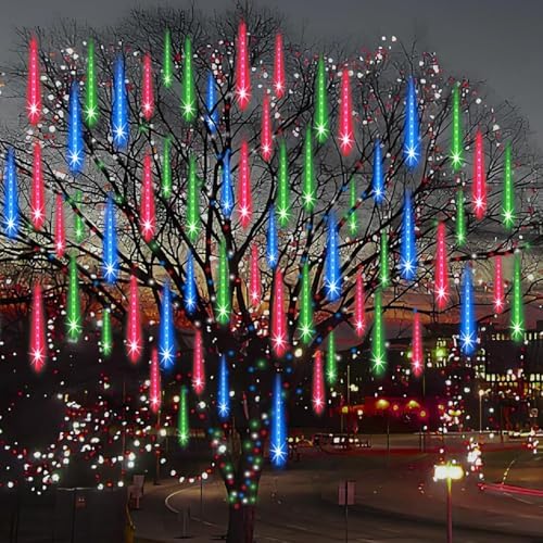 Adecorty Christmas Lights Outdoor UL Certified 24 Tubes 576 LEDs (Equivalent to 3 Sets of 8 Tubes) Meteor Shower Light Falling Rain Drop Icicle Lights for Christmas Decorations Decor, Multicolor - Image 3
