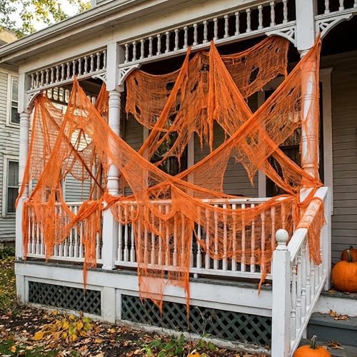 400" x 70" Halloween Orange Creepy Cloth, Fine Mesh Spooky Gauze Cloth - Image 7