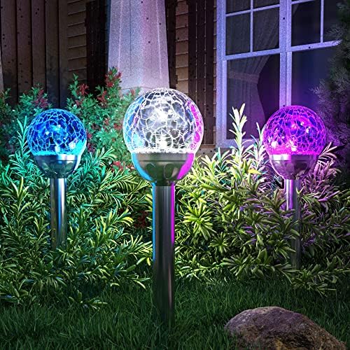 Solar Pathway Lights 3 Pack, Color Changing Globe Lights for Garden Decor - Image 6