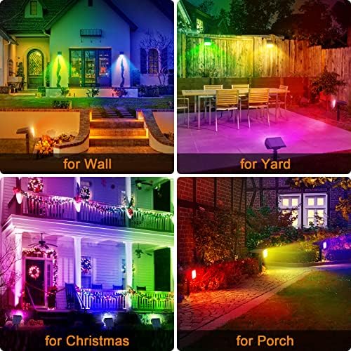 Solar Spot Lights Outdoor Waterproof Color Changing, 4 Pack, 13 LED RGB - Image 2
