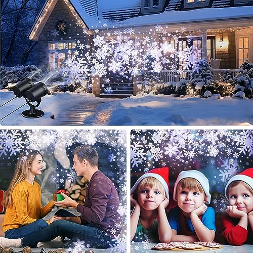 2025 MuliVid Christmas Projector Lights Outdoor, Double Head Snowfall LED Lights Waterproof, Outdoor Christmas Snowflake Projector Light for Xmas Holiday Party, Patio, Garden Decoration - Image 5