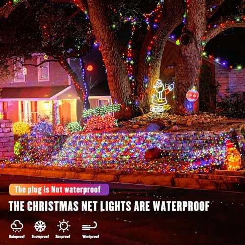 JMEXSUSS Christmas Net Lights, 360 LED, 12ft x 5ft, Plug in, Multicolor - Image 6