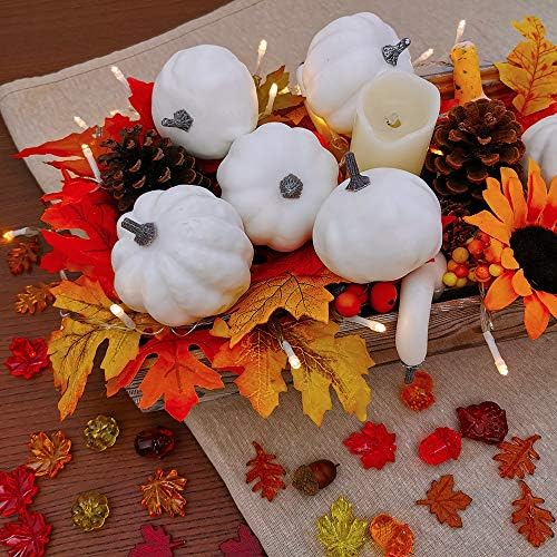 Winlyn 7 Pcs Assorted Sizes Fall Artificial Pumpkins Harvest Pumpkins Faux Foam Pumpkins for Fall Autumn Season Halloween Thanksgiving Harvest Holiday Season Festive Tabletop Decoration (White) - Image 4