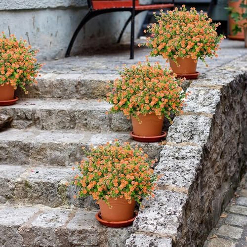 NETAP Outdoor Artificial Flowers UV Resistant, 20 Bundles Fake Realistic Floral Greenery Plants for Outside Porch, Window Boxes, Garden, Yard, Inside Home Table Decor, Orange - Image 5