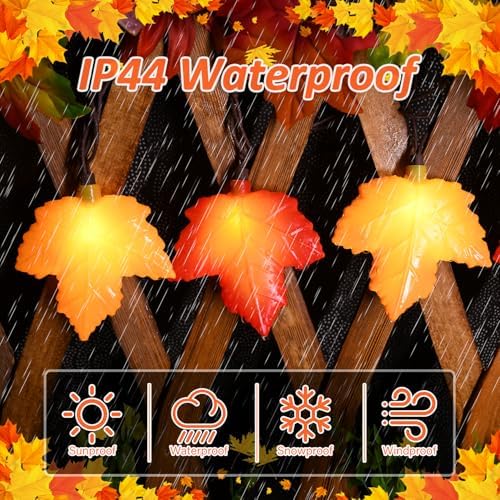 Fall Decor Maple Leaf Lights, 8.5Ft Fall String Lights Plug In with 10 LED Orange & Yellow Maple Leaf Light, Fall Leaves Light Indoor Outdoor for Home Fireplace Party Harvest Thanksgiving Decorations - Image 6