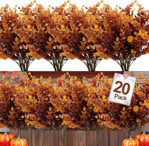 20 Bundles Artificial Fall Flowers for Outdoors Fall Decorations for Home by TURNMEON