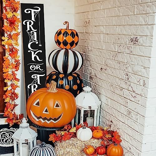 Halloween Porch Sign Decor "Trick or Treat" Wooden Hanging Sign Door Porch Standing Decorative Signs for Front Door Farmhouse Outdoor Indoor Welcome Sign Wall Craft Decor 47.2"H - Image 5
