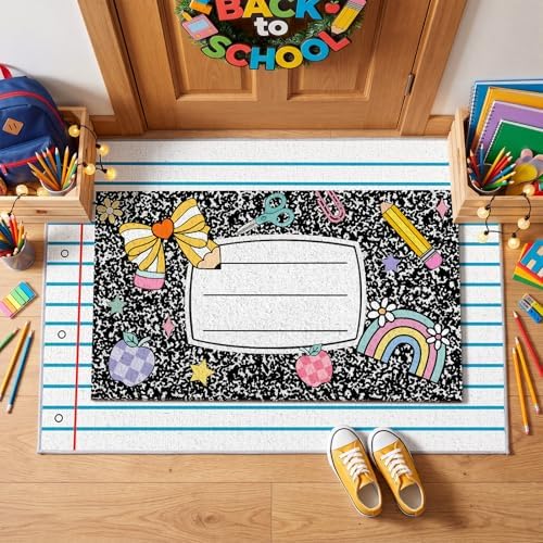 Duraaamo Back to School Doormat Composition Notebook Classroom Rug 2 Pack - Image 2