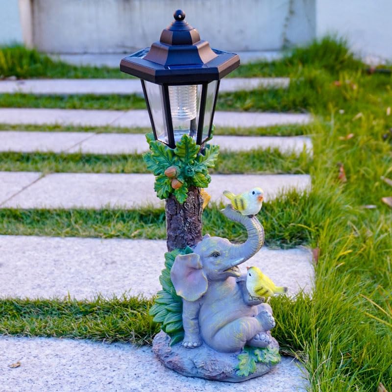 Solar Elephant Garden Statue, Outdoor Garden Sculpture Decoration - Image 6