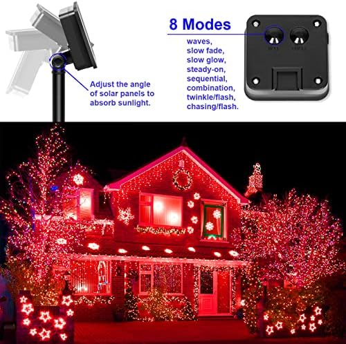 Solar Christmas Halloween Fairy Lights String, Red 100Led Outdoor - Image 4