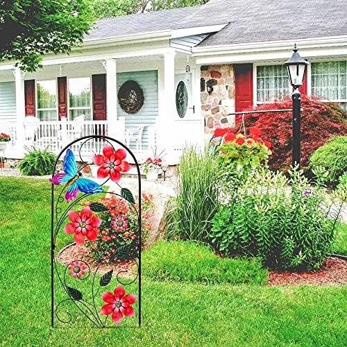 YEAHOME 33 Inch Decorative Garden Stakes, Outdoor Garden Decor Metal Flower Butterflies Spring Gardening Decor Art Yard Signs, Outdoor Decorations for Patio Outside Yard Lawn - Image 2