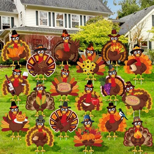 Yuntau Fall Yard Signs with Stakes, 18 Styles by Yuntau