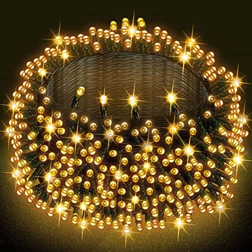 Dazzle Bright Warm White Christmas String Lights, 82ft 1000 LED Waterproof Green Wire Fairy Lights with 8 Modes, Outdoor Lights for Xmas Tree Holiday Wedding Party Christmas Decorations by DazzleBright