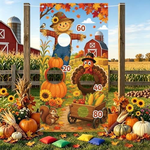 Thanksgiving Harvest Decorations Banner – Fall Scarecrow Turkey Hanging Banner for Friendsgiving, Autumn Festival, Farmhouse Thanksgiving Decor and Harvest Party Decorations - Image 7