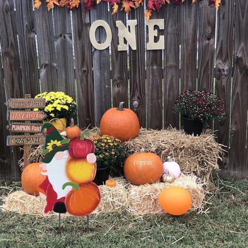 YEAHOME Fall Decorations Outdoor, Metal Gnome with Stacked Pumpkin Decorative Garden Stakes for Fall Decor, Autumn Yard Signs for Home Outside Garden Lawn Porch, Thanksgiving Decorations Outdoor - Image 5