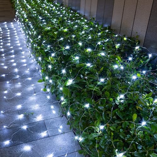 JOYIN 200 LED Christmas Net Lights, 6.5X 10FT Christmas Mesh Lights with 8 Modes, Connectable, Waterproof for Bushes Trees Yard Indoor Outdoor Xmas Decorations (Cool White) - Image 2