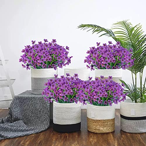 Lnoicy 12 Pcs Artificial Flowers for Outdoor,Plastic Flowers Decoration, UV Resistant Faux Flowers Shrubs, Artificial Plants for Indoor Outside Garden Home Wedding Farmhouse（Purple） - Image 6