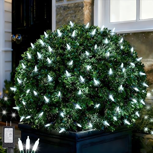 Christmas Net Lights Outdoor 120 LED 5ftx6ft Decorations,8 Modes Connectable Waterproof Mesh for Xmas Trees, Bushes, Wedding, Garden, Outdoor, Indoor Decor（Cool White） by Subular