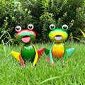 Metal Garden Decor for Outside Set of 2 Cute Small Frogs - OutdoorGarden Sculptures & Statues, Patio Lawn Backyard Fence Porch Decor, Metal Yard Art Ornaments, Garden Gifts for Mom Women Grandma by CruisCuka