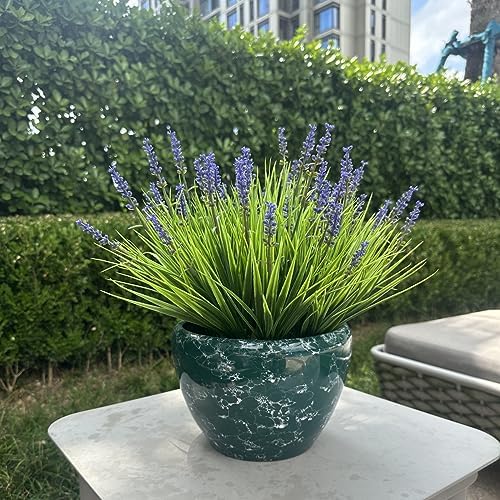 alyptus Artificial Flowers for Outdoors 24 Bundles Fake Monkey Grass Plants Outdoor Plastic Purple Flower Outside Green Leaf Decoration for Patio Pot Décor (24 Bundle Purple Flowers) - Image 5