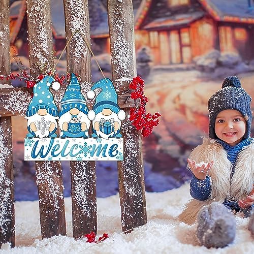 Panelee Winter Gnome Welcome Door Sign Snowflake, Wooden Harvest Decor - Image 4