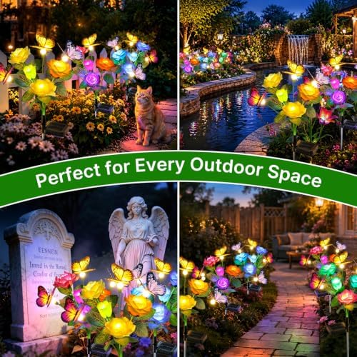 RECHOO Solar Lights Outdoor, 6 Pack Solar Flower Swaying Butterfly Lights - Image 6