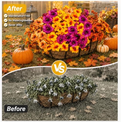 Geegoods 12 Bundles Yellow Mix Artificial Fall Petunia Flowers for Planters - Image 4