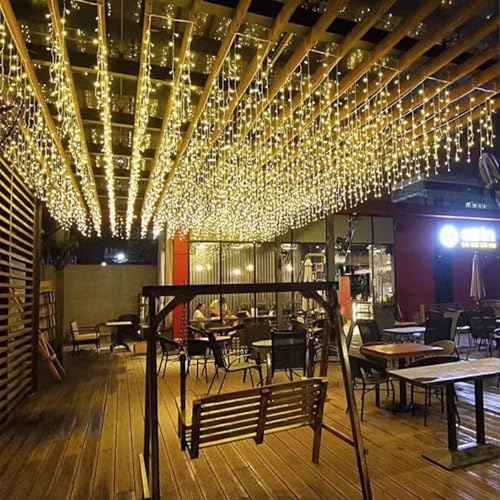 ZIMINGU Icicle Christmas Lights, 16.4 FT 120 LEDs 8 Modes, Hanging Twinkle Connectable Memory Fairy Curtain String Lights for Indoor Eaves Shopping Outdoor Decor, Warm White, 5M06 - Image 5