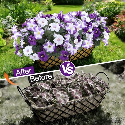 Geegoods Artificial Petunias Flowers for Outdoors, 8 Bundles UV Resistant - Image 4